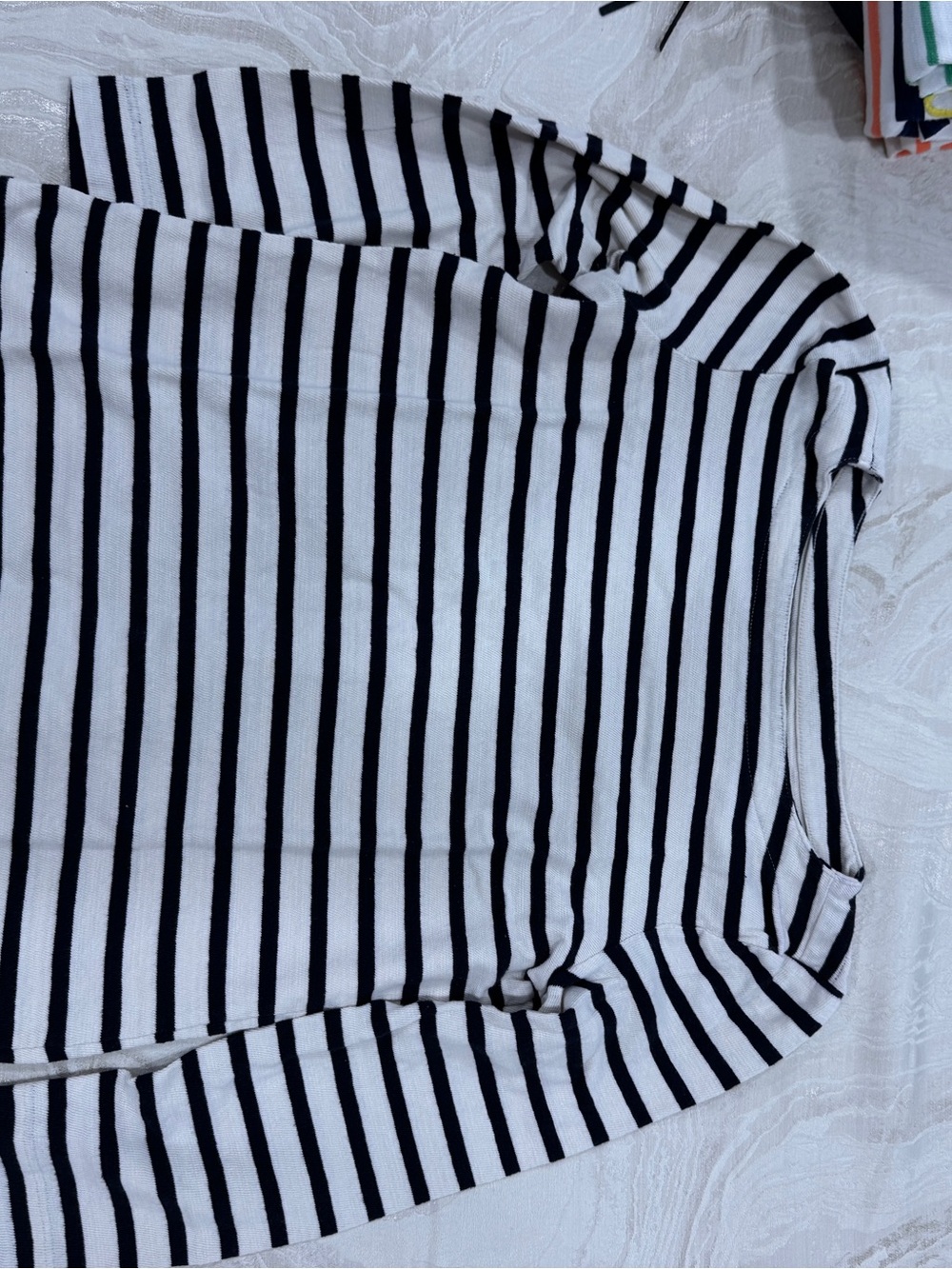 LOFT Black & White Striped 3/4 Long Sleeve Top